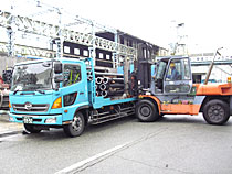 Transportation of partially-finished products (small-diameter pipes)