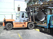 Transportation of partially-finished products (large-diameter pipes)